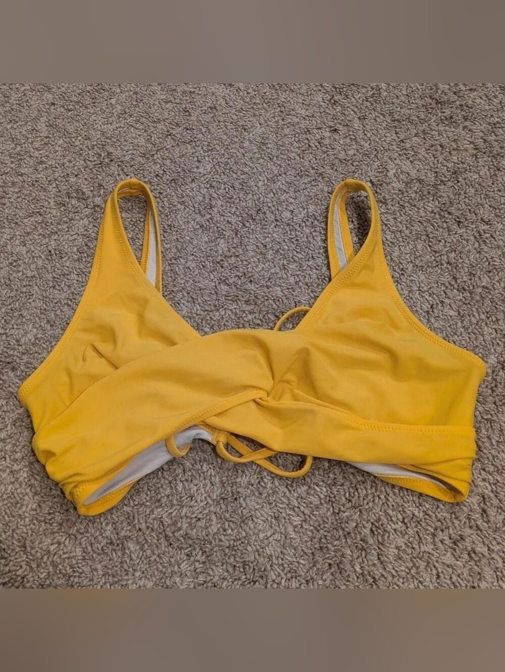 Cupshe Yellow Wrap Bralette Bikini Top - Twisted Front & Tie Back - Size XL